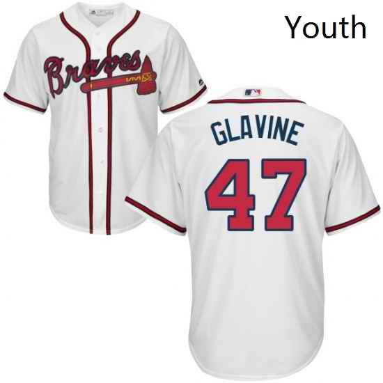 Youth Majestic Atlanta Braves 47 Tom Glavine Replica White Home Cool Base MLB Jersey